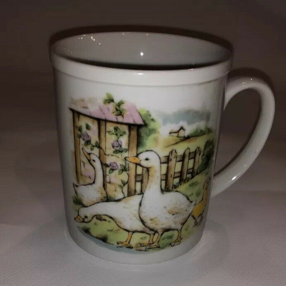 VTG Otagiri White Geese & Farmyard Mug Coffee Mug